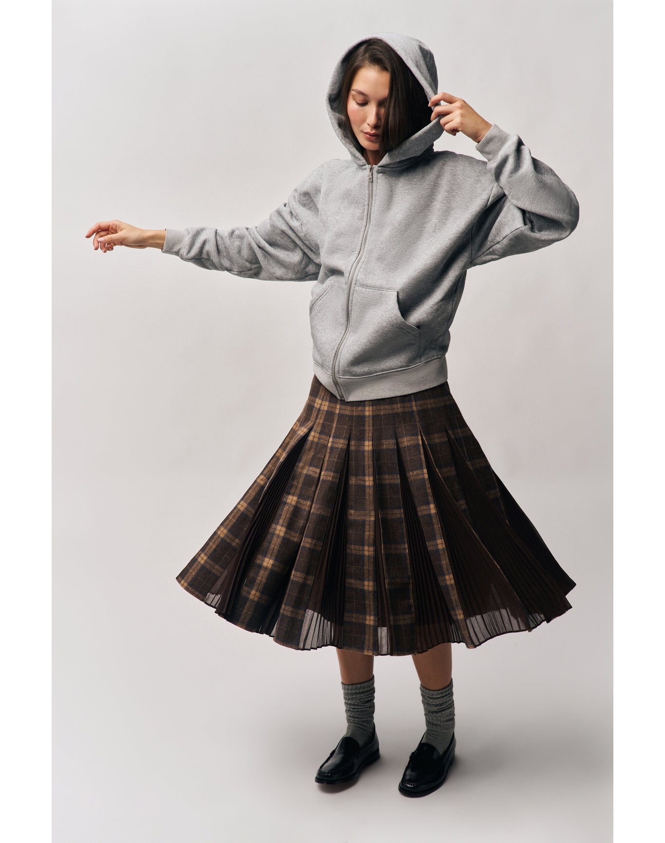 Gibson Chiffon Pleated Skirt | Tartan Multi