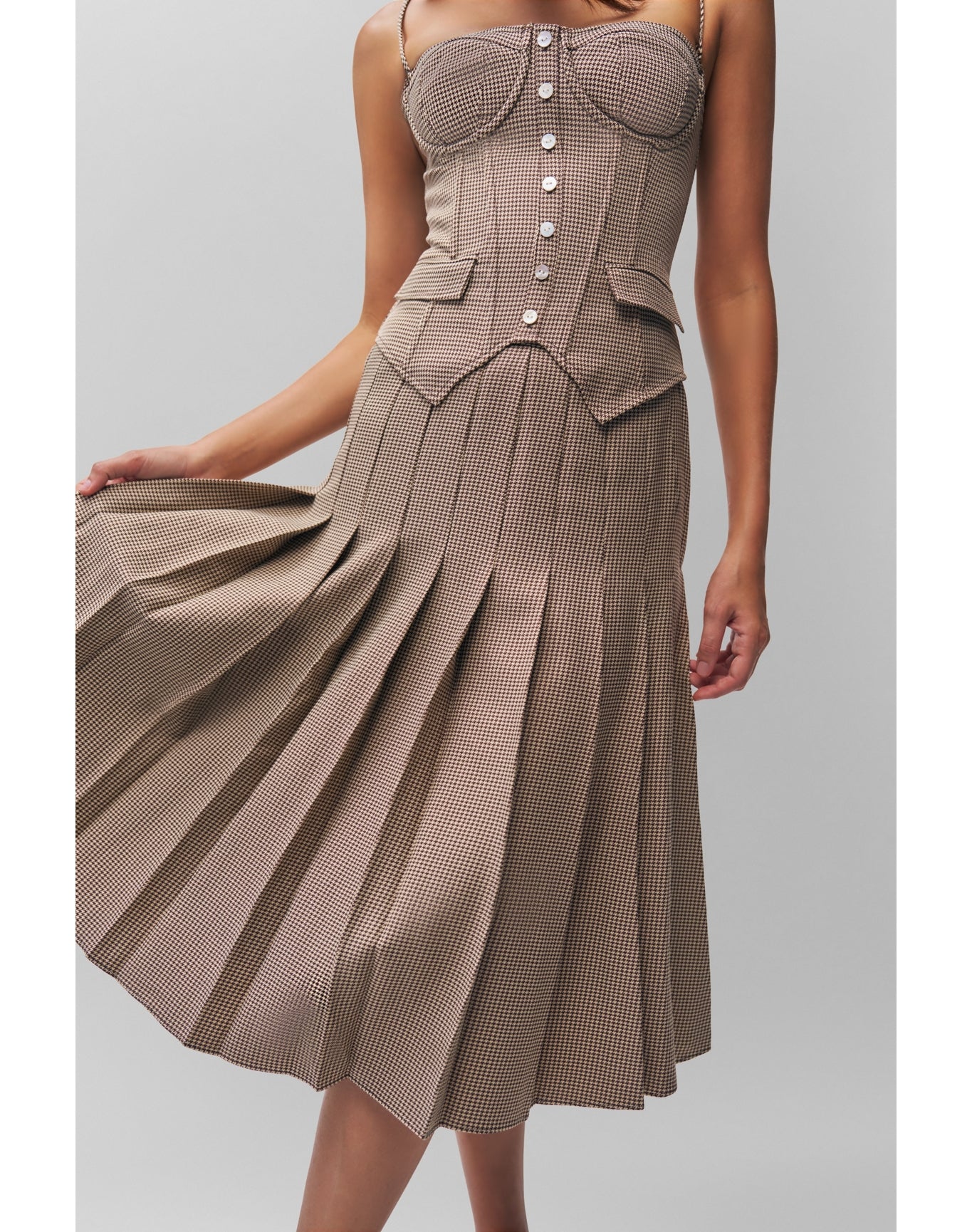 Gibson Pleated Skirt | Brown Plaid
