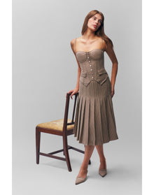 Gibson Pleated Skirt | Brown Plaid