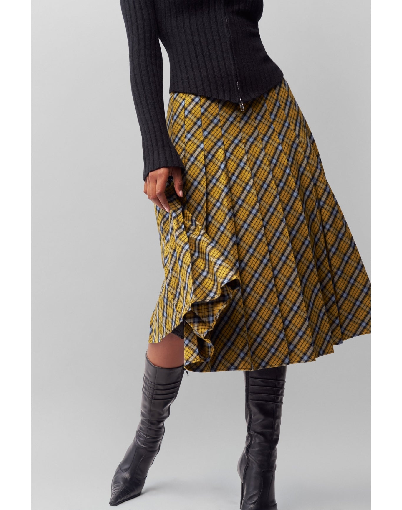 Gibson Pleated Skirt | Yellow Plaid