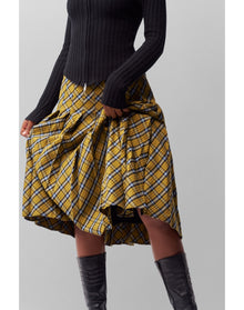 Gibson Pleated Skirt | Yellow Plaid