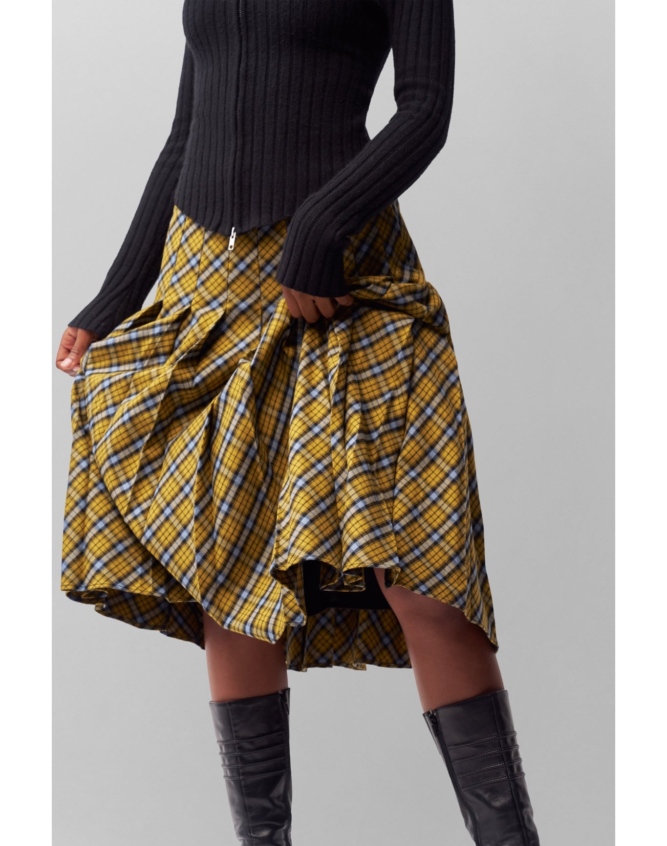 Gibson Pleated Skirt | Yellow Plaid