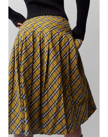 Gibson Pleated Skirt | Yellow Plaid