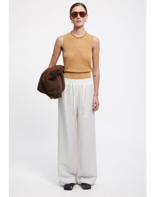 Gilbert | Linen Wide Leg Pants | White
