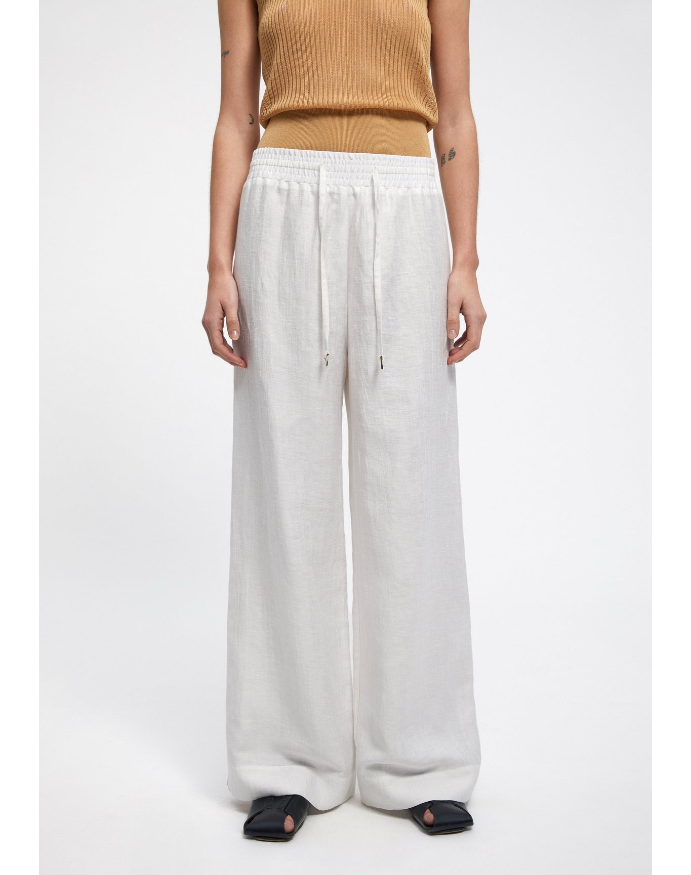 Gilbert | Linen Wide Leg Pants | White