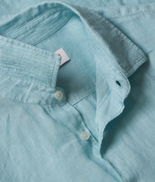 Giles Lino Tailored Fit Classic Collar Linen Shirt Woven | Light Sky Pool