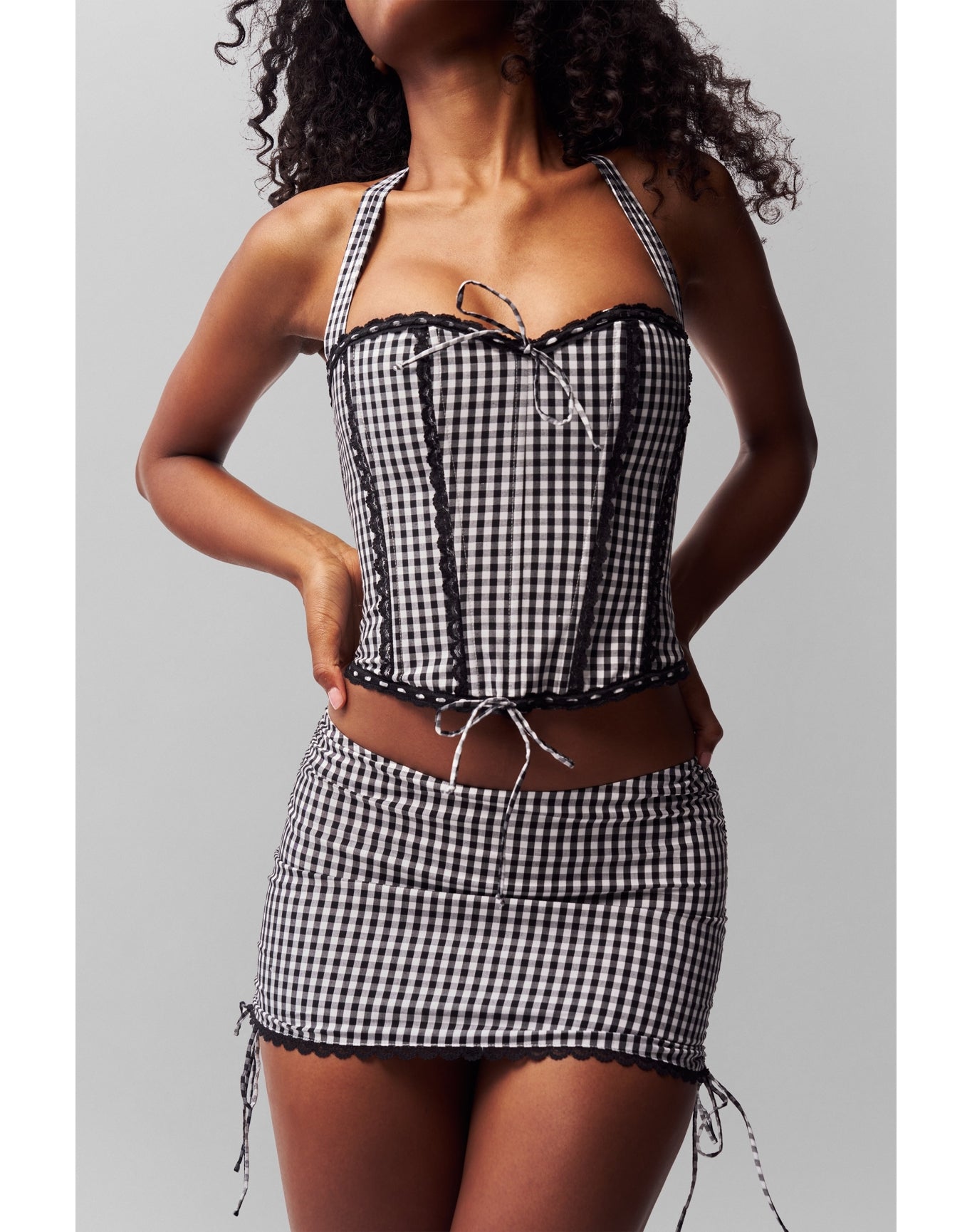 Gingham Lace Corset | Black/White Gingham