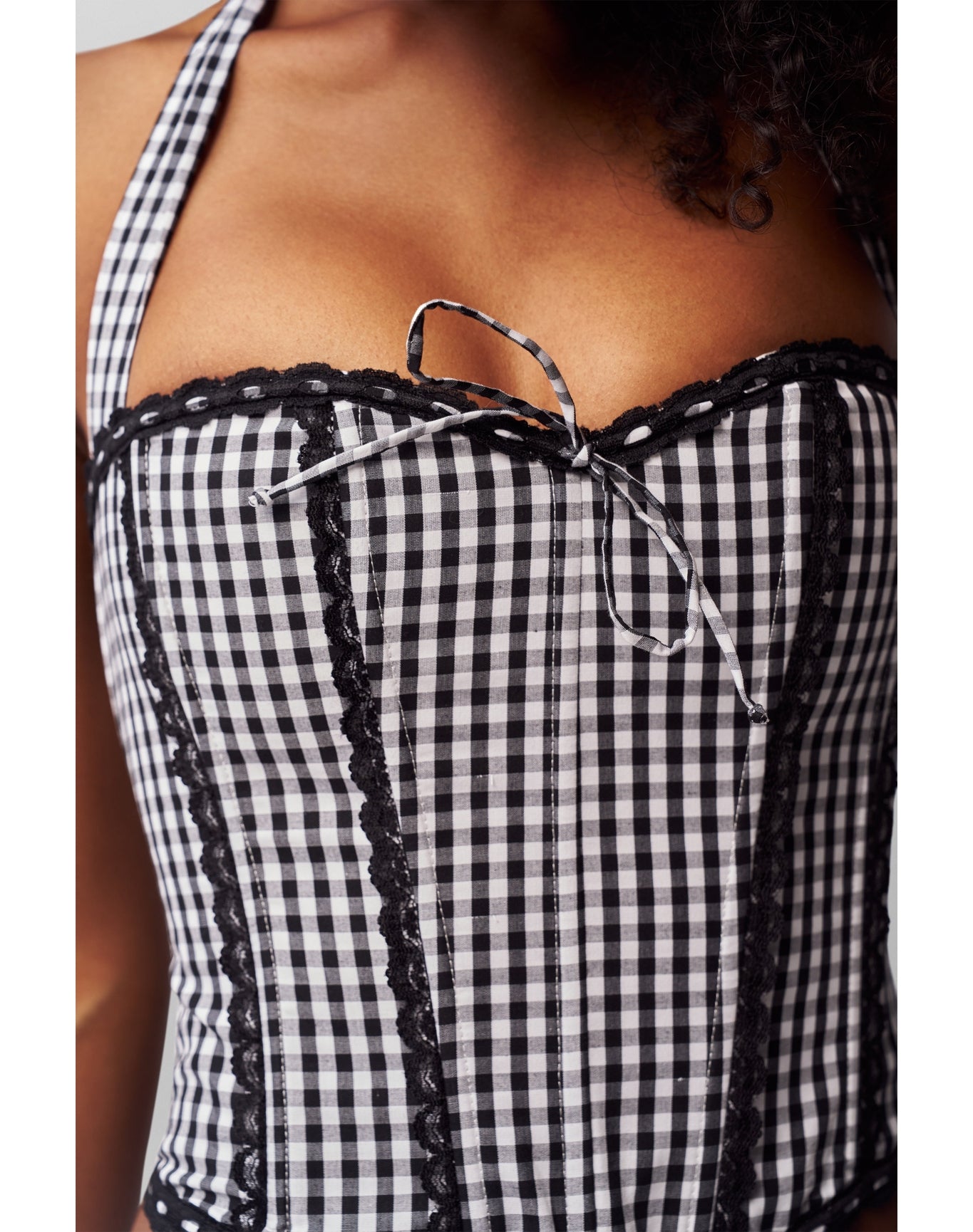 Gingham Lace Corset | Black/White Gingham