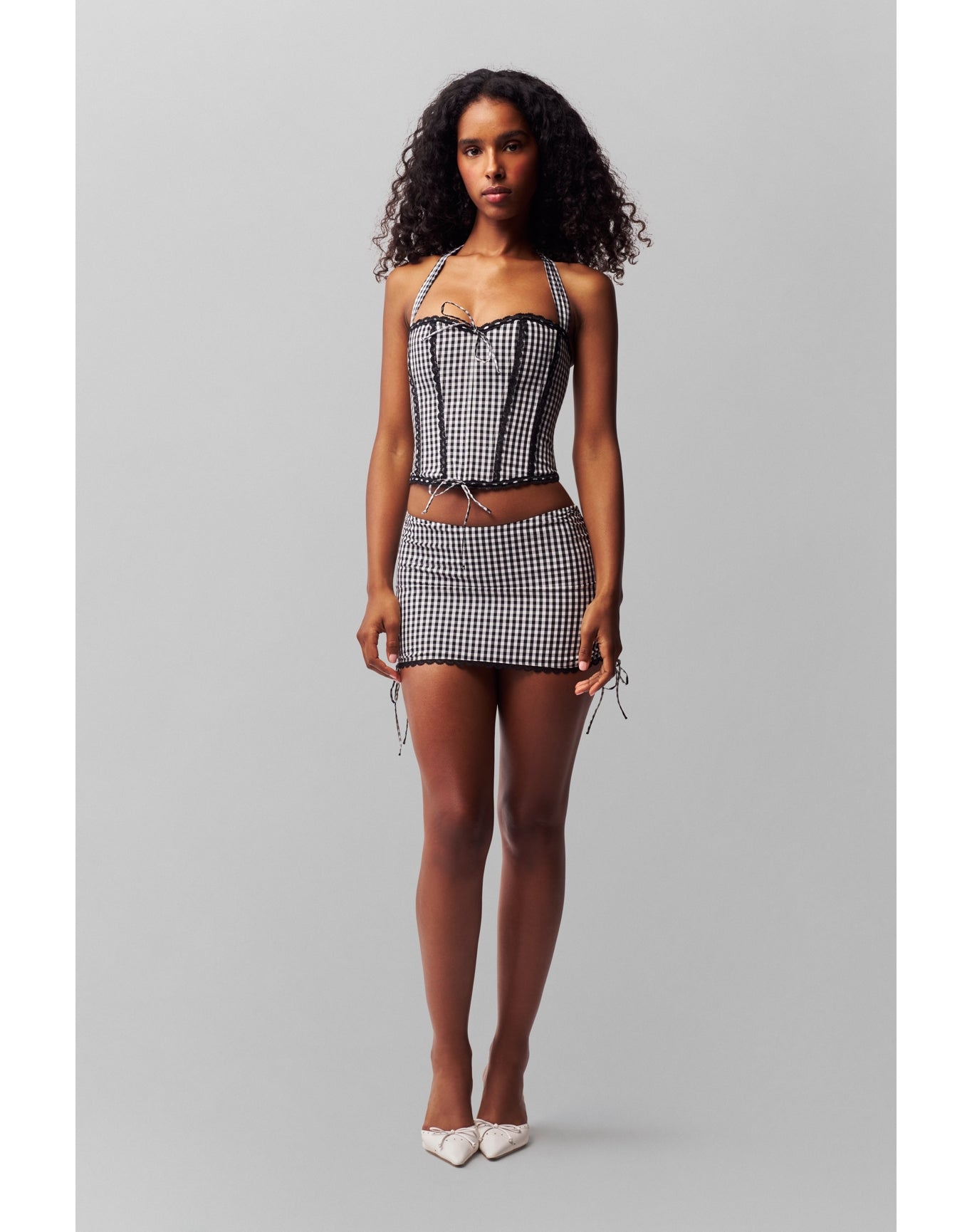 Gingham Lace Corset | Black/White Gingham