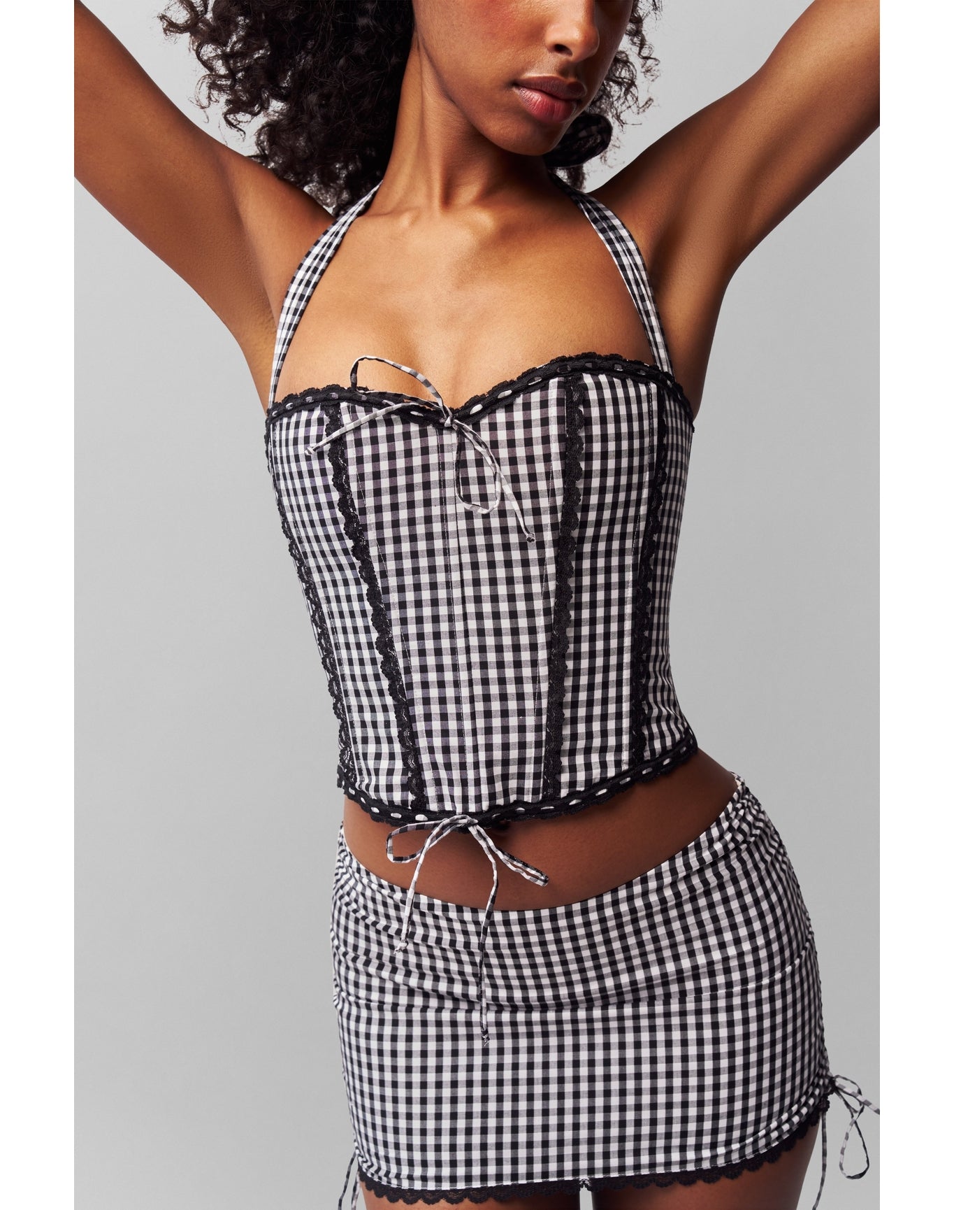Gingham Lace Corset | Black/White Gingham