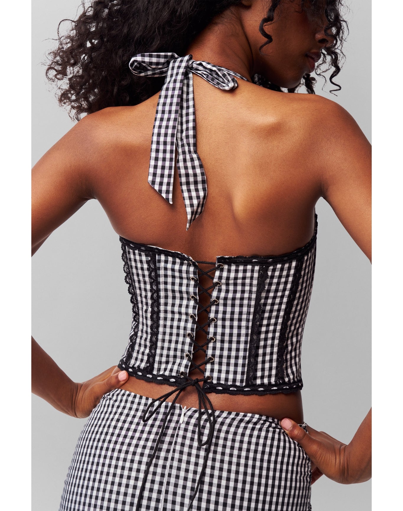 Gingham Lace Corset | Black/White Gingham