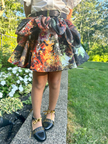 Girl | Alexis Brown Floral Print Skirt with Belt