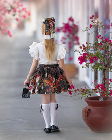 Girl | Alexis Brown Floral Print Skirt with Belt