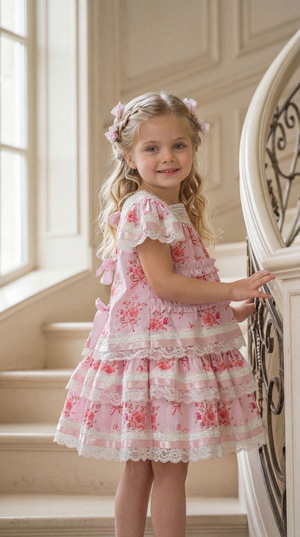 Girl | Amelia Pink Flower Print Short Sleeve Top