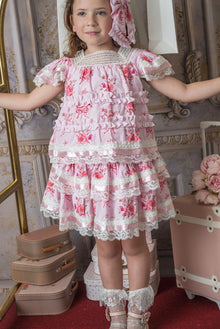 Girl | Amelia Pink Flower Print Short Sleeve Top