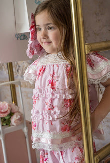 Girl | Amelia Pink Flower Print Short Sleeve Top
