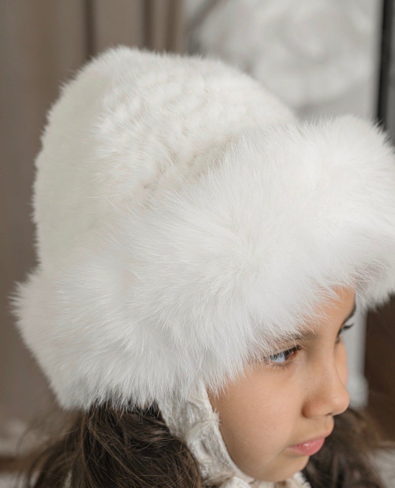 Girl | Ava Kids Fox Fur Hat | Ivory