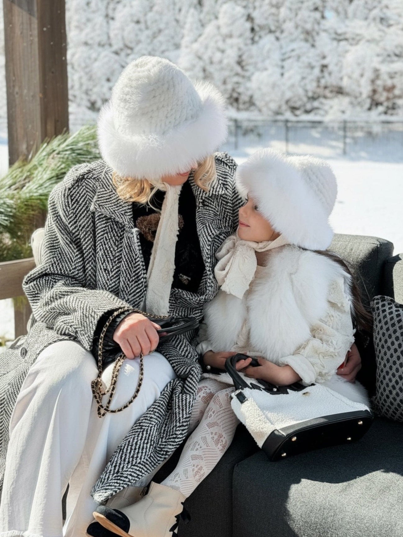 Girl | Ava Kids Fox Fur Hat | Ivory