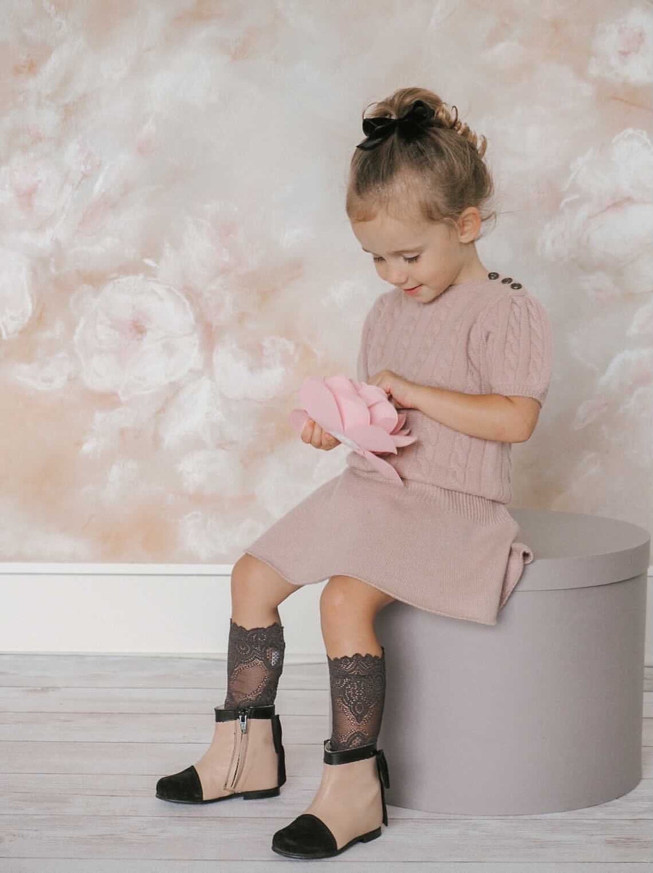 Girl | Clara Leather Booties | Pink x Black