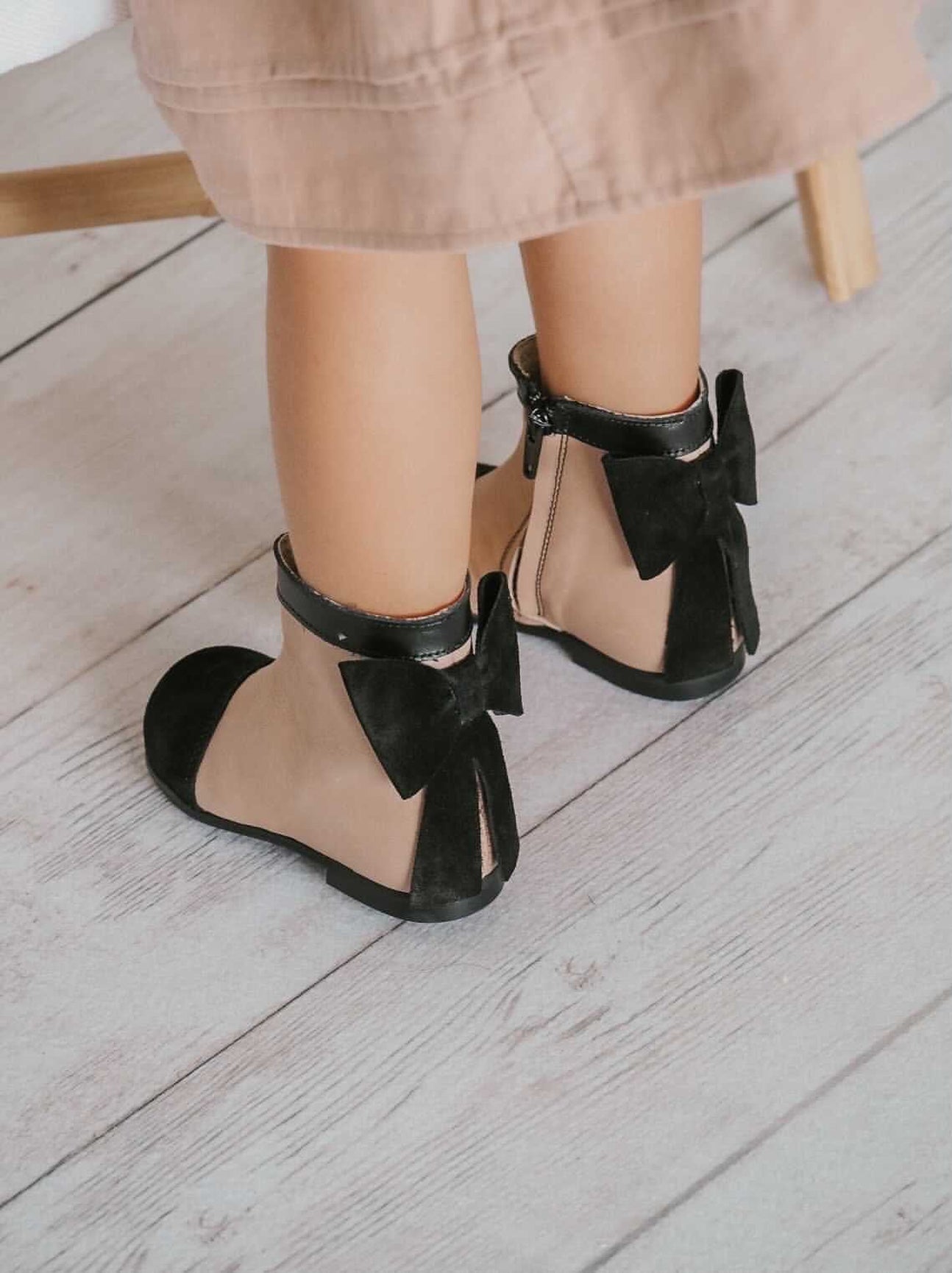 Girl | Clara Leather Booties | Pink x Black