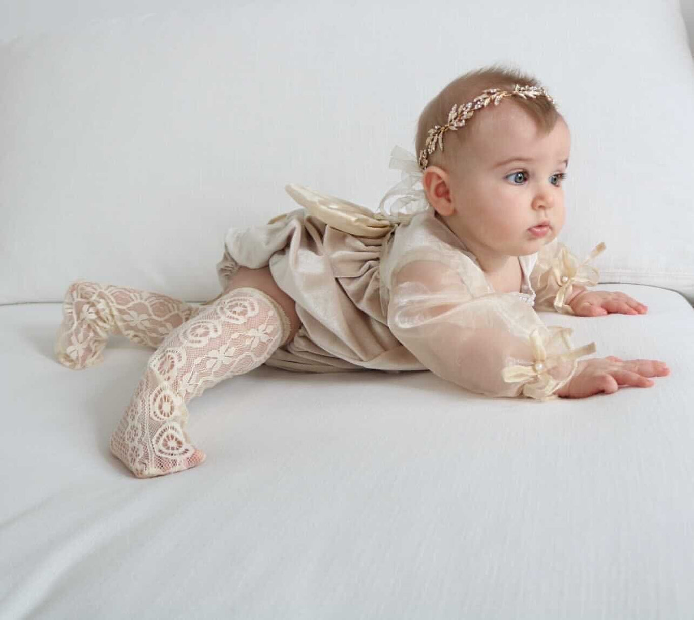 Girl | Daisy Lace Socks Nude | Oatmeal