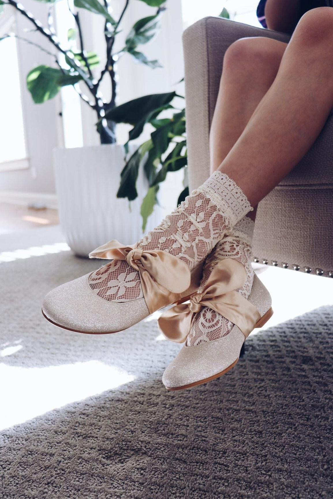 Girl | Daisy Lace Socks Nude | Oatmeal