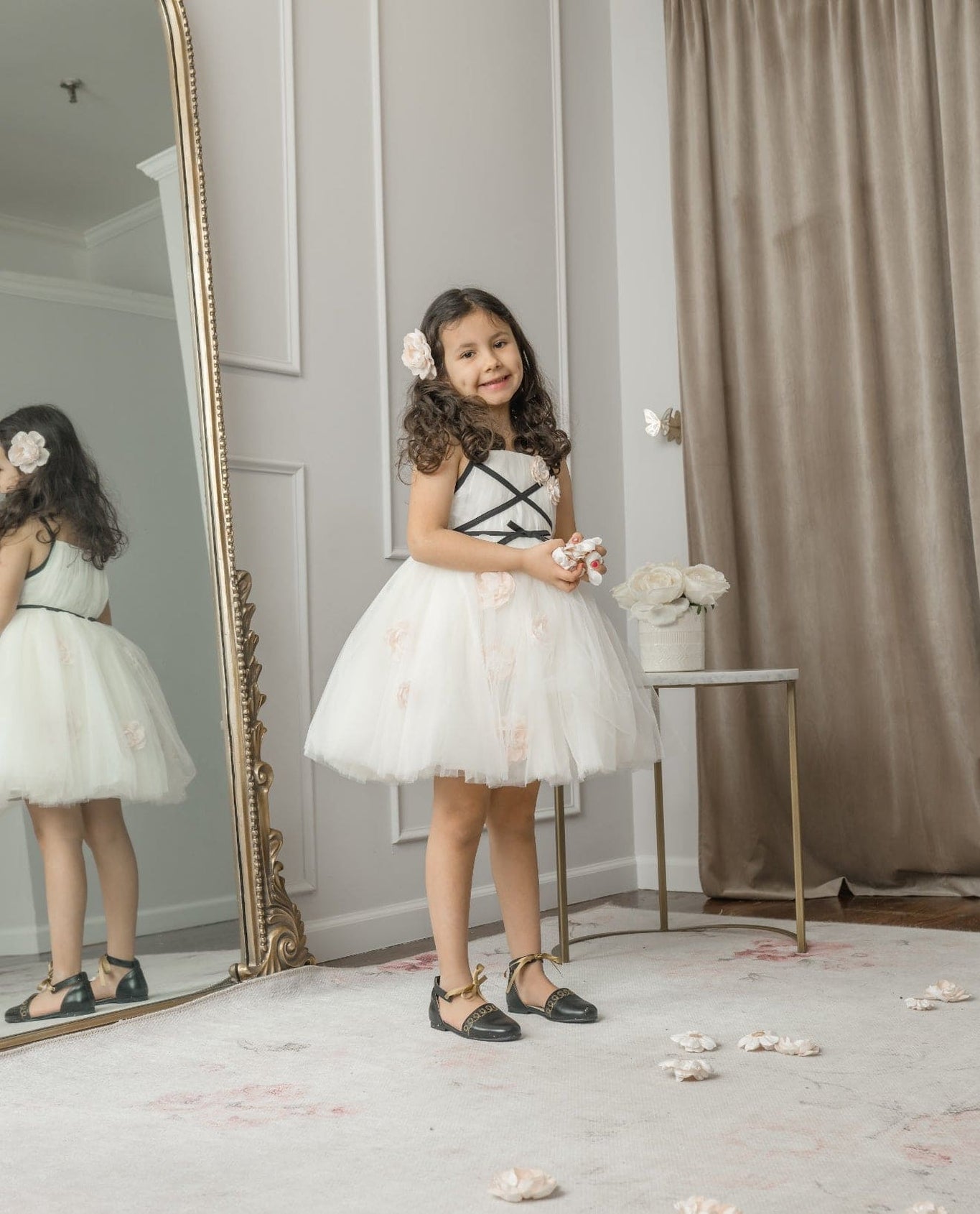 Girl | Giselle CrissCross Tulle Dress | Ivory x Black