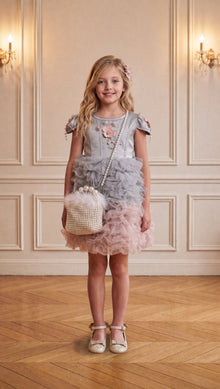 Girl | Mia Grey and Ombré Cupcake Tulle Dress | Gray x Pink