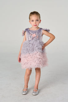 Girl | Mia Grey and Ombré Cupcake Tulle Dress | Gray x Pink