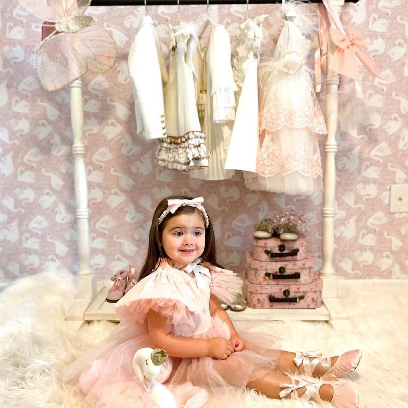 Girl | Sugar Plum Victorian Tulle Cape | Peach