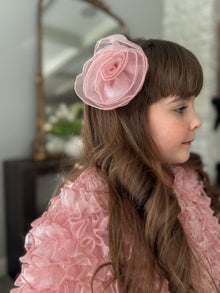 Girl | Vivian Dusty Organza Flower Hair Clip | Pink