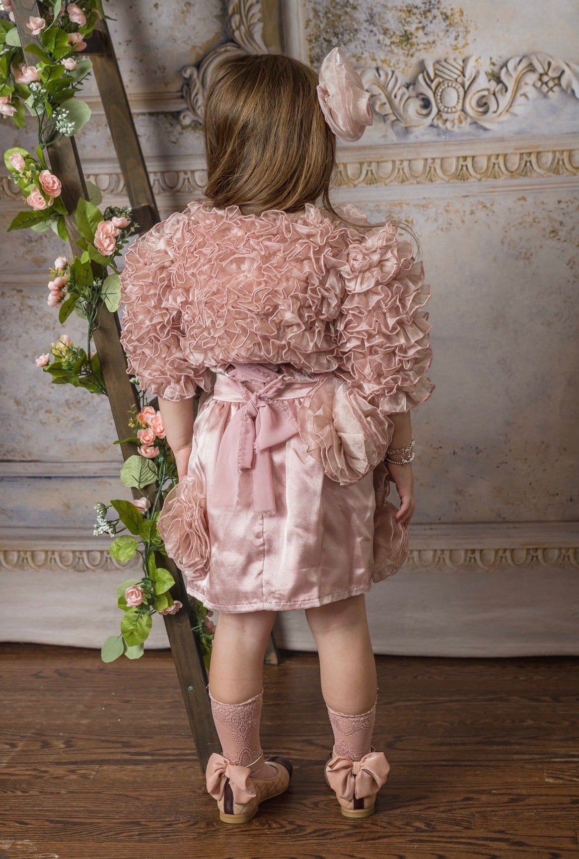 Girl | Vivian Ruffle Organza Jacket | Dusty Pink