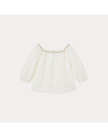 Girls | Embroidered Square-Neck Blouse | Milk White