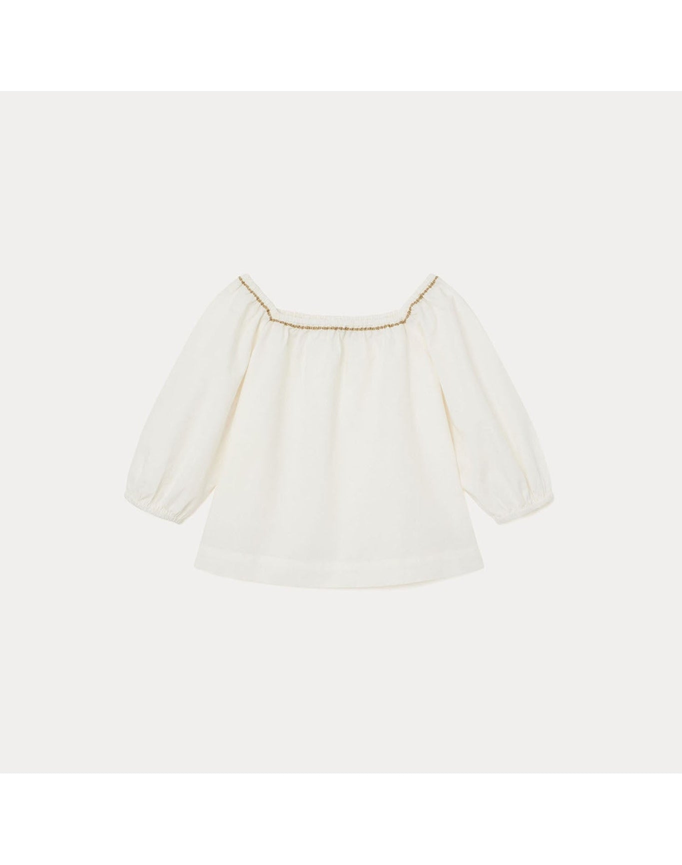 Girls | Embroidered Square-Neck Blouse | Milk White