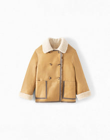 Girls | Leather And Shearling Jacket | Camel