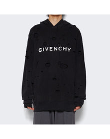 Givenchy | Men | Classic Fit Hole Hoodie Faded | Black