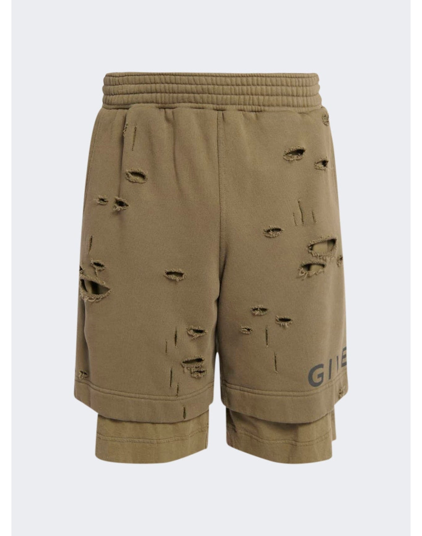 Givenchy | Men | Destroyed Felpa Bermuda Shorts | Khaki