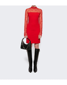 Givenchy | Women | Mock Neck Midi Tubino Dress Vermilion | Red