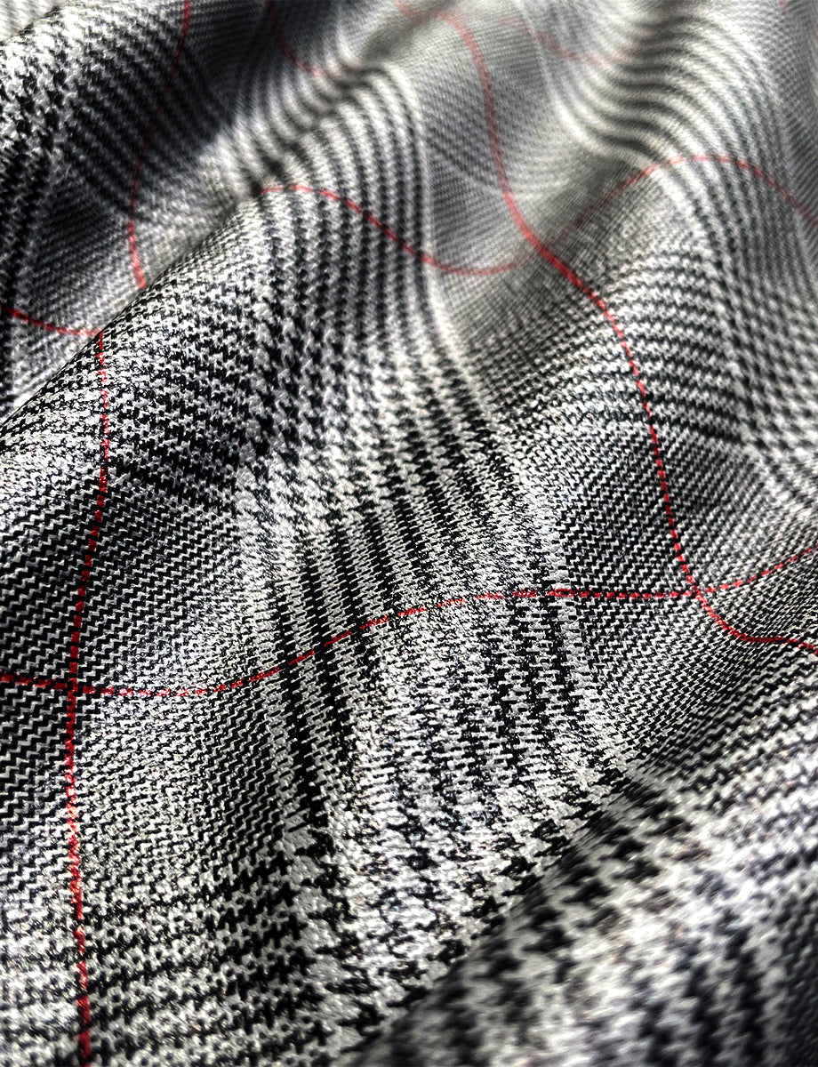 Faux Leather Print Cropped Flare::Glen Plaid::Detail