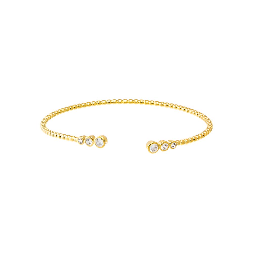 Gold Graduated CZ Bezel Open Claw Bangle Bracelet - Adina's Jewels