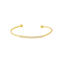  CZ Bezel Bar Open Bangle Bracelet - Adina's Jewels