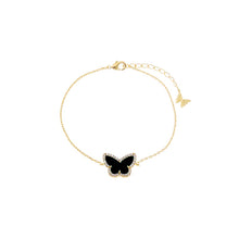 Onyx Pave Outline Colored Stone Butterfly Bracelet - Adina's Jewels