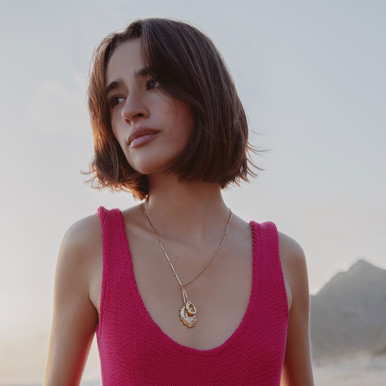 Blanca Charm Necklace | Mother of Pearl | 14K Gold Plated Brass