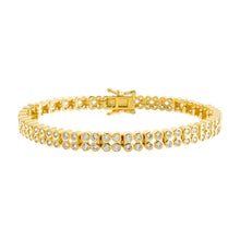 Gold Double Row CZ Bezel Tennis Bracelet - Adina's Jewels