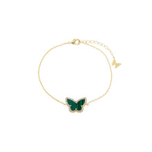 Malachite Pave Outline Colored Stone Butterfly Bracelet - Adina's Jewels