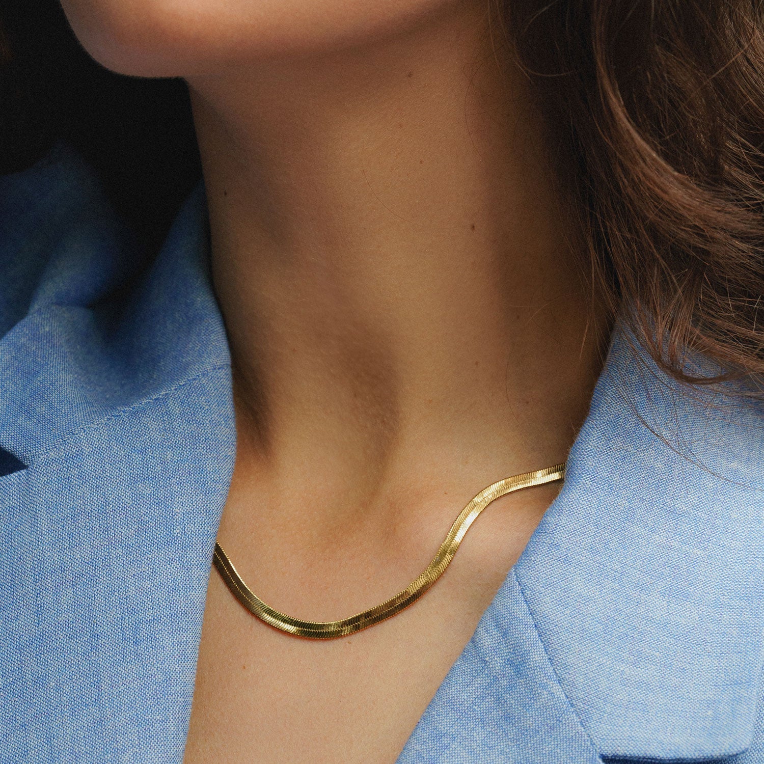 Herringbone Necklace | Herringbone | 14K Gold Plated Brass