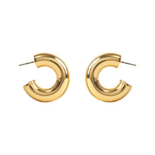 Gold Hoop Earrings on Flat White Background