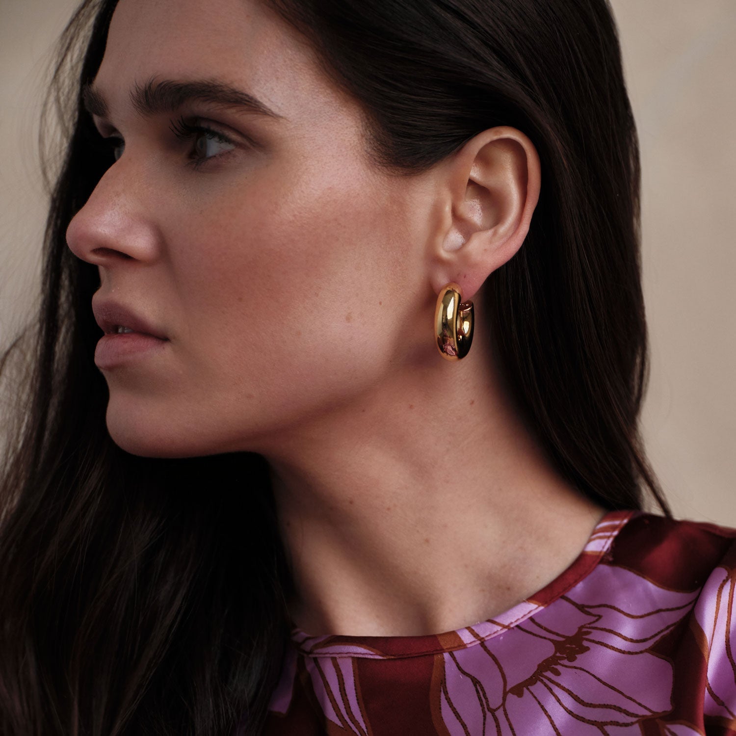 Emma Gold Hoop Earrings | 14K Gold Plated Brass