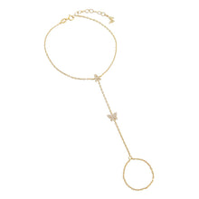 Gold / A Pave Butterfly Initial Hand Chain - Adina's Jewels