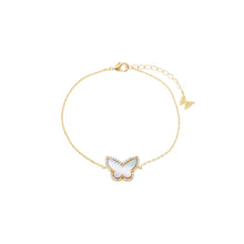 Mother Of Pearl Pave Outline Colored Stone Butterfly Bracelet - Adina's Jewels